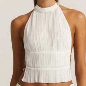 Sasha Therese, Size XXS, White/Gold Halter Top (SOLD OUT ONLINE)
